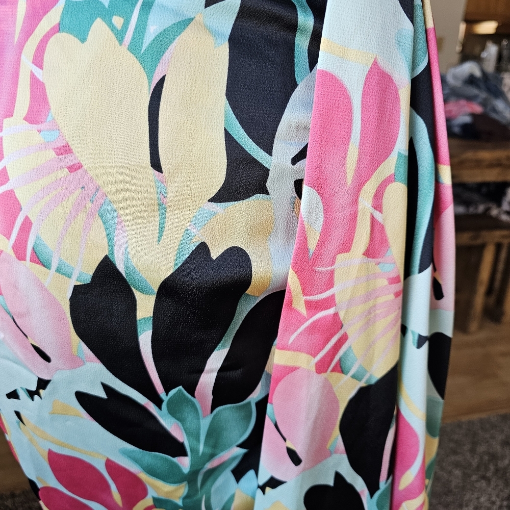 Rosevelvet Tropical Halter Mini Dress With Drape Size S - Picture 9 of 12